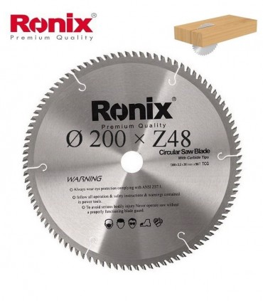تیغ اره دیسکی الماسه چوب بر  Ronix 200×30×Z48