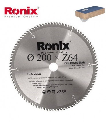 تیغ اره دیسکی الماسه MDF بر  Ronix 200×30×Z64