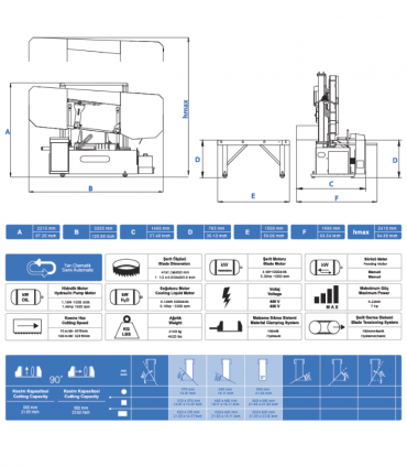 دستگاه اره نواری دوستون نیمه اتوماتیک زاویه بر کاترال Cuteral CSM 550