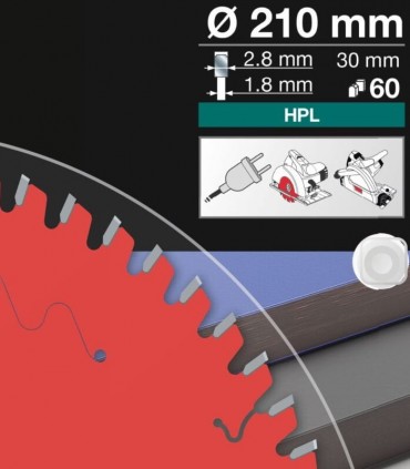 تیغ اره دیسکی برش اچ پی ال HPL فرود ایتالیا قطر 210 دندانه 60