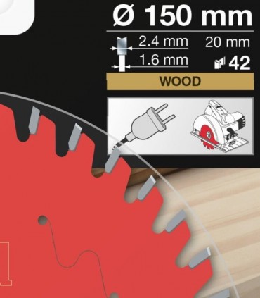 تیغ اره دیسکی الماسه تخصصی برش چوب قطر 150 دندانه 42 فرود ایتالیا - FR05W003H