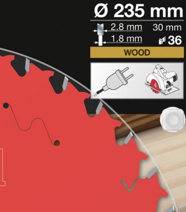 تیغ اره دیسکی الماسه چوب بری قطر 235 دندانه 36 فرود ایتالیا - FR20W004H