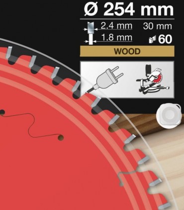 تیغ اره دیسکی الماسه چوب بر قطر 254 دندانه 60 فرود ایتالیا - FR24W001M
