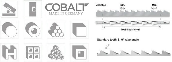 مقاطع برشی تیغ اره نواری کربن استیل برش فلزات کبالت آلمان Cobalt CS