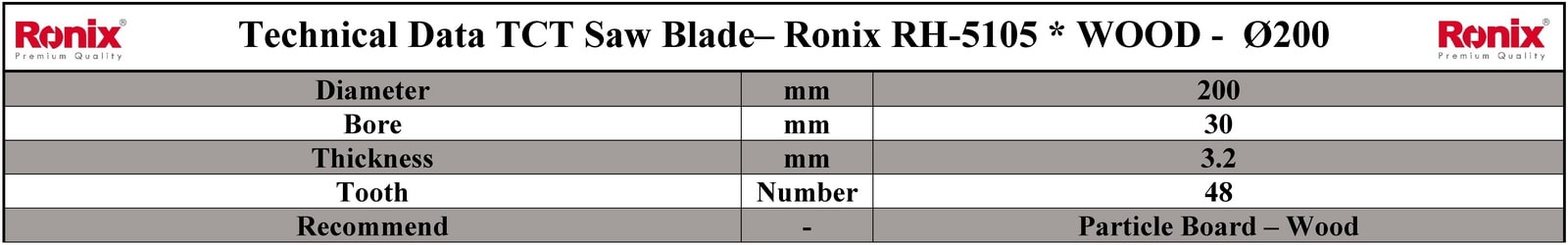 Ronix RH-5105 مشخصات فنی تیغ اره دیسکی الماسه چوب بر