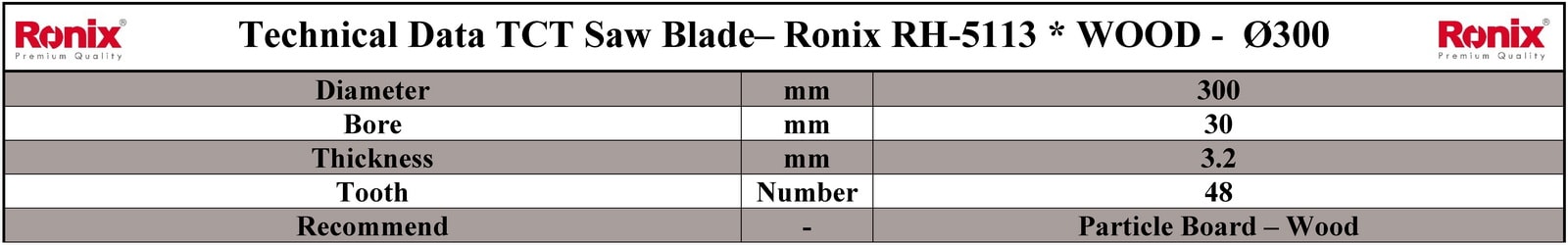 Ronix RH-5113 مشخصات فنی تیغ اره دیسکی الماسه چوب بر