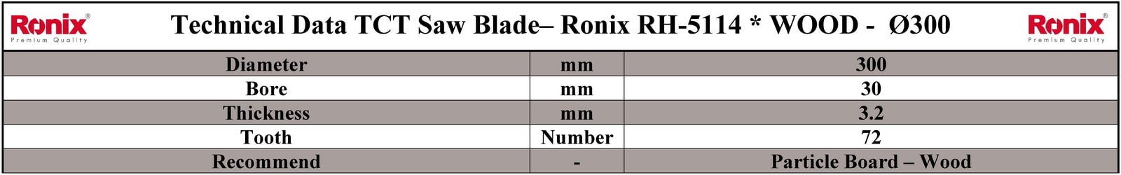Ronix RH-5114 مشخصات فنی تیغ اره دیسکی الماسه چوب بر