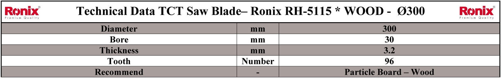 Ronix RH-5115 مشخصات فنی تیغ اره دیسکی الماسه چوب بر