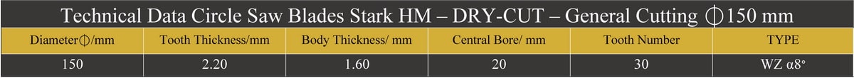 مشخصات فنی تیغ اره دیسکی الماسه پرتابل جنرال قطر 150 استارک STARK