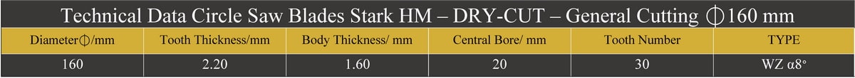 مشخصات فنی تیغ اره دیسکی الماسه پرتابل جنرال قطر 160 استارک STARK