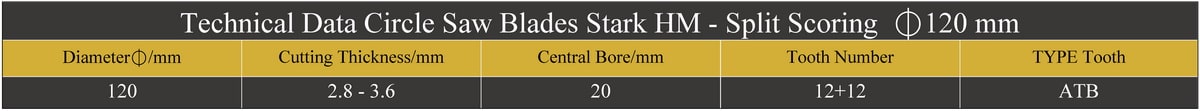 مشخصات فنی تیغ اره های دیسکی الماسه خط زن دو تکه استارک STARK قطر 120